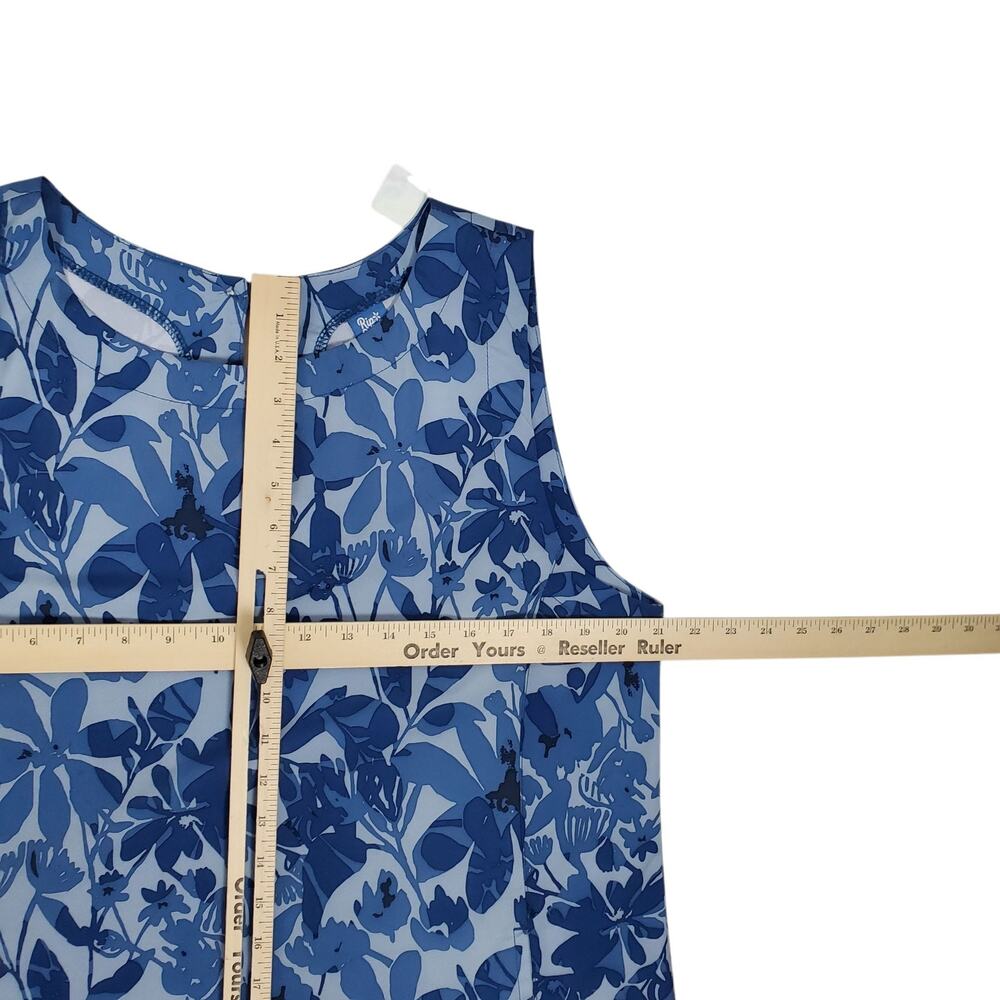 RipSkirt Hawaii Sun Dress Short Sz L Blue Floral Sleeveless Pockets Lightweight - Picture 12 of 13